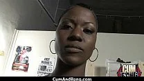 Black slut used for blowjobs by a group of white men 20