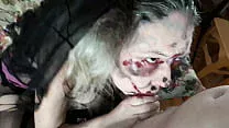 zombie Asian smoked and reaches for a dick, blowjob from a resurrected wife