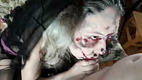zombie Asian smoked and reaches for a dick, blowjob from a resurrected wife