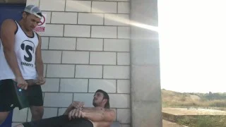 Cum with my friend in the street