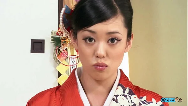 Wearing a kimono evokes strong sexual desires in the Asian brunette, prompting her to seek sexual intercourse resulting in internal ejaculation