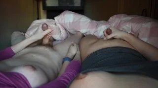 Married Transgirl Couple Hold Hands Whilst Cumming