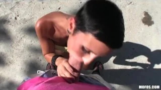 Sexy Czech girl with a perfect body is paid for sex in public